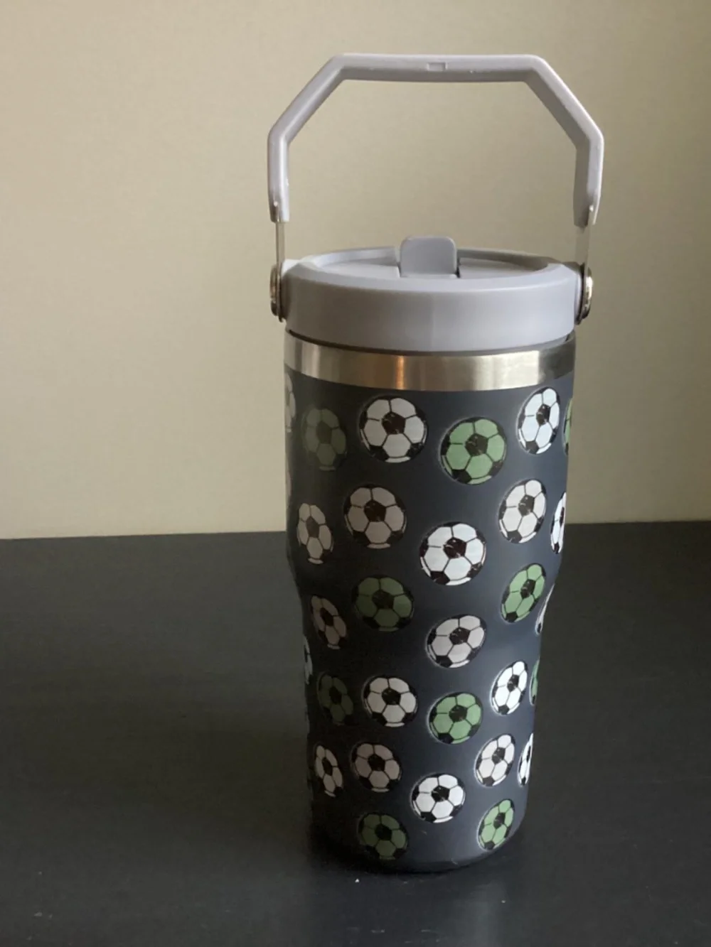 Soccer Football Stainless Steel Insulated Tumbler Water Bottle 18 - 20oz